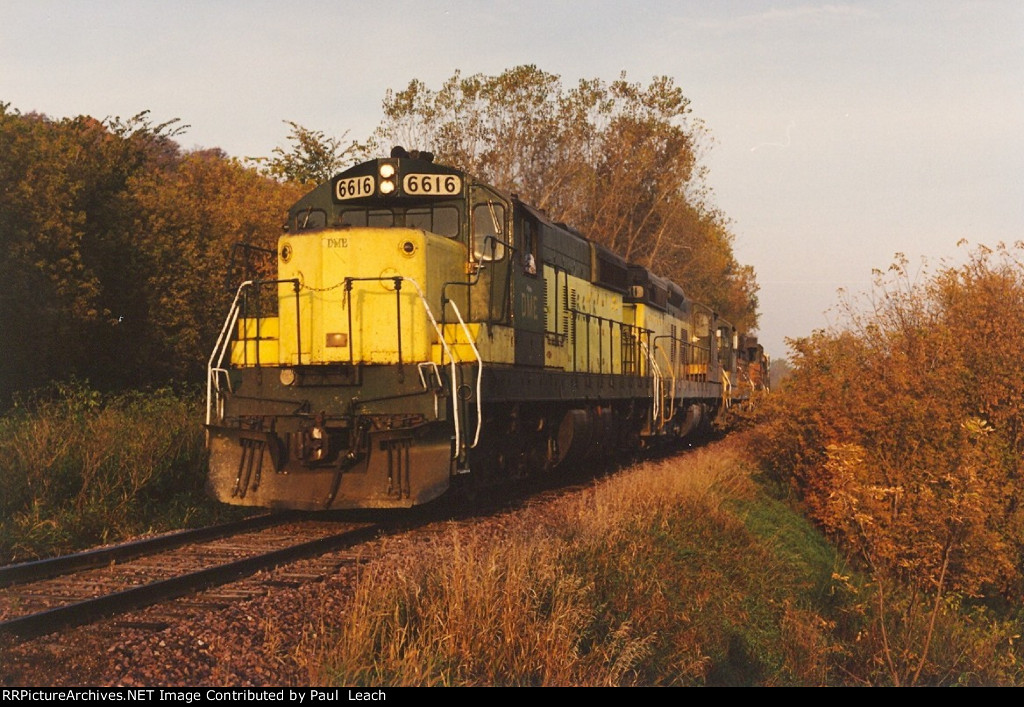 Grain train rolls east